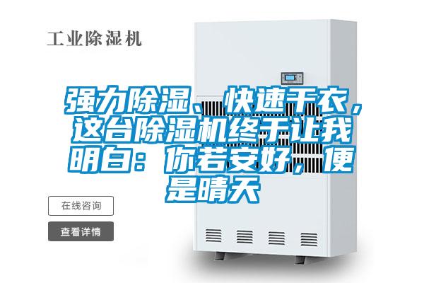 强力除湿、快速干衣，这台精品一区二区三区水蜜桃终于让我明白：你若安好，便是晴天